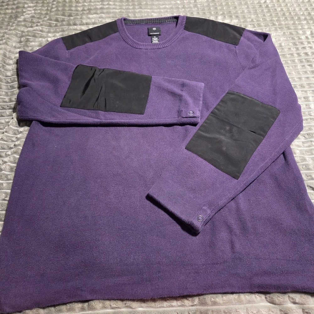 Victorinox Swiss Army Men's Purple Knit Crewneck Commando Sweater Patches XL